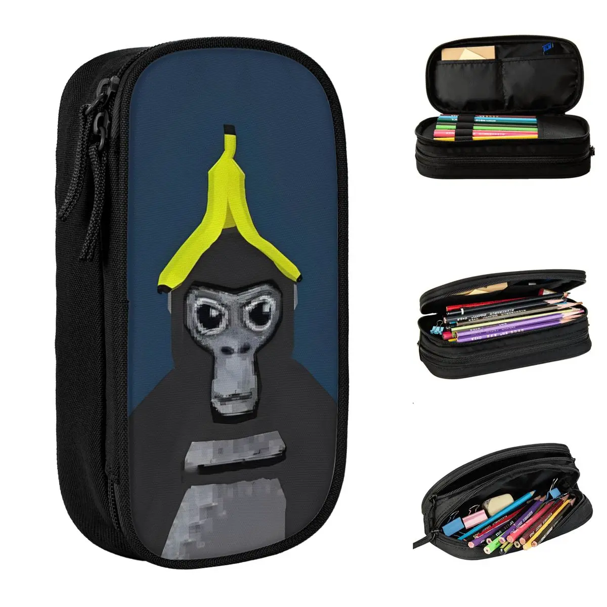 gamer macaco mosaico lapis case hot games pen holder bags grande capacidade presente da escola de estudantes meninas e meninos caixa gorila tag vr 01