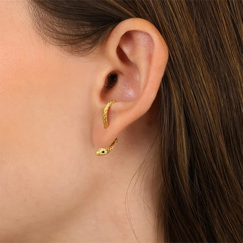 Trendy Slangvormige Split Type Oorbellen Voor Vrouwen Zilverachtig Goud Verguld Roestvrij Staal Studs Cool Hiphop Party Sieraden Geschenken