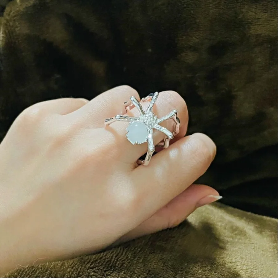 Luxury Designer Gothic Spider Ring for Woman Charm Luxury Punk Aesthetic Grunge Couple Ring Vintage Cool Stuff Party Jewelry