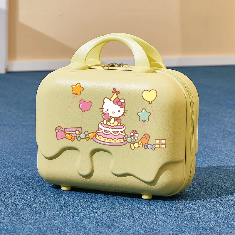 14 Inches Sanrios Hello Kittys Cosmetic Case Anime Figure Kawaii Cartoon Portable Small Storage Suitcase Wash Up Cosmetic Bag