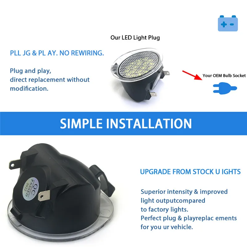2Pcs/set For Toyota Tundra 2007-2020 Sequoia 2008-2020 CANbus LED Under Side Mirror Puddle Light Car Accessories