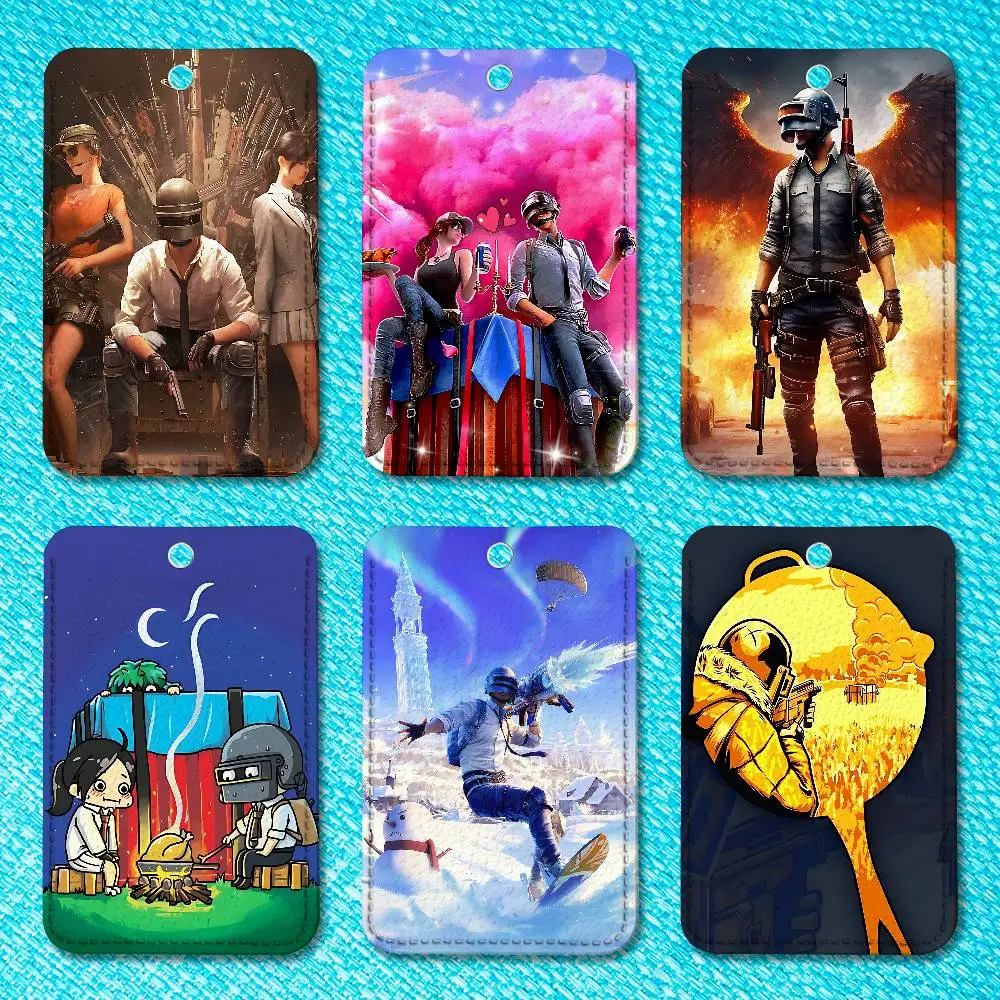 

Game P-PUBG-S Key Tag Ring Leather Card Holder Key Ring Rectangle Access Card Holder