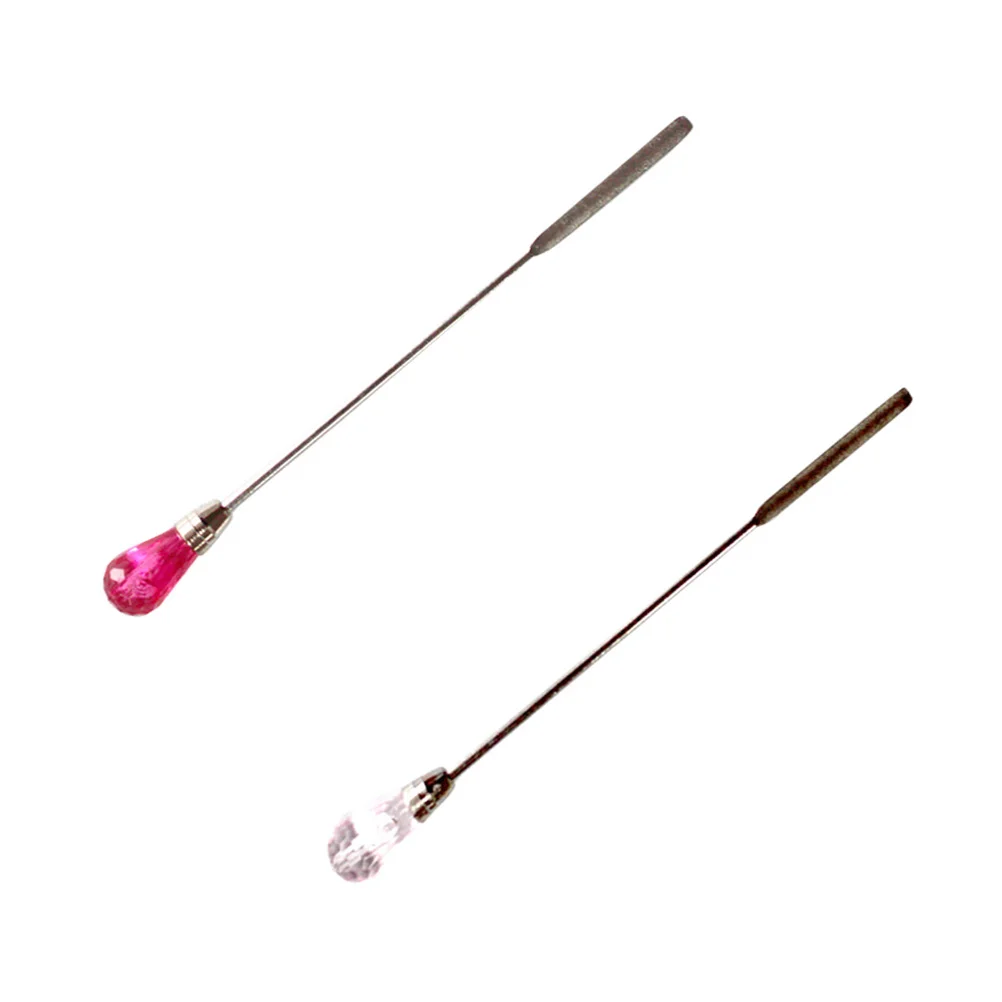 2PCS Metall Nagel Rührstab Punktierung Stift Acryl Gel Pulver Mischen Stick Picker Maniküre Werkzeug Nagellack Werkzeuge