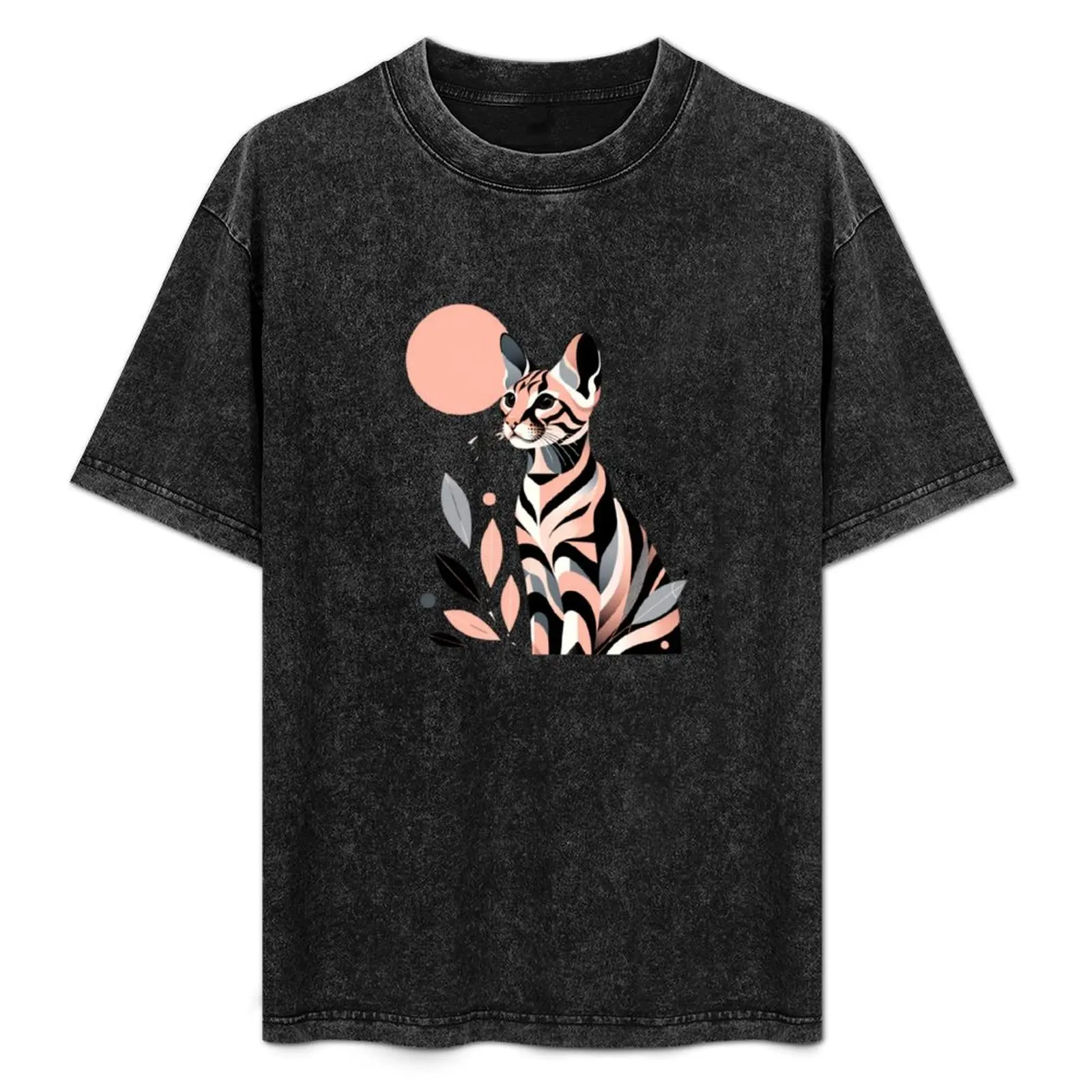 Camiseta básica con estampado floral abstracto de Toyger Cat para uso diario