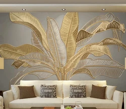 Light Luxury Custom Papel De Parede 3D Gold Line Banana Leaf wallpaper Living Room Home Decor Mural Papel Mural House Decoration