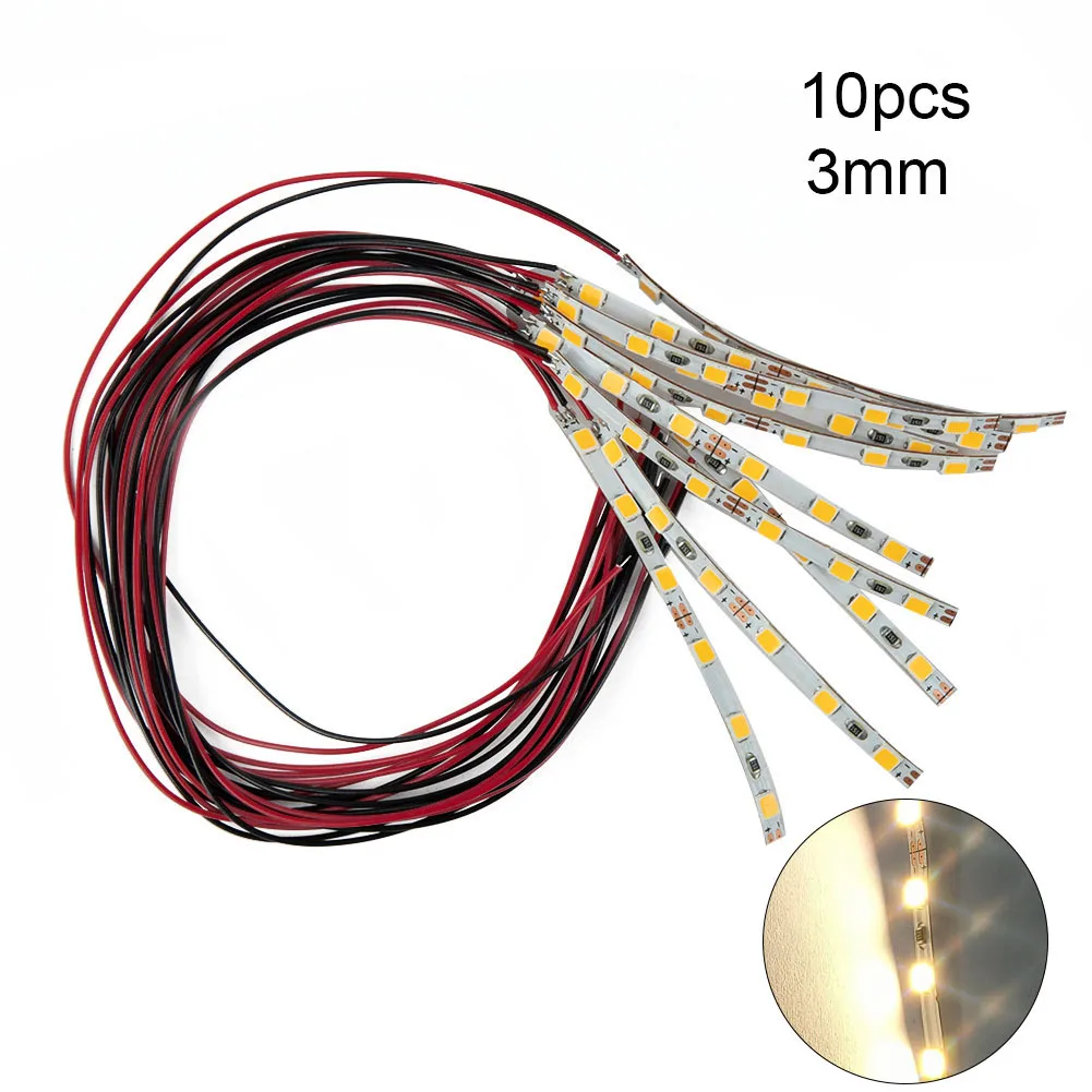 10pcs 6 LED Light Strip Pre Wired White Strip Light autoadesivo flessibile 12V-18V per parti ferroviarie modello camera in miniatura