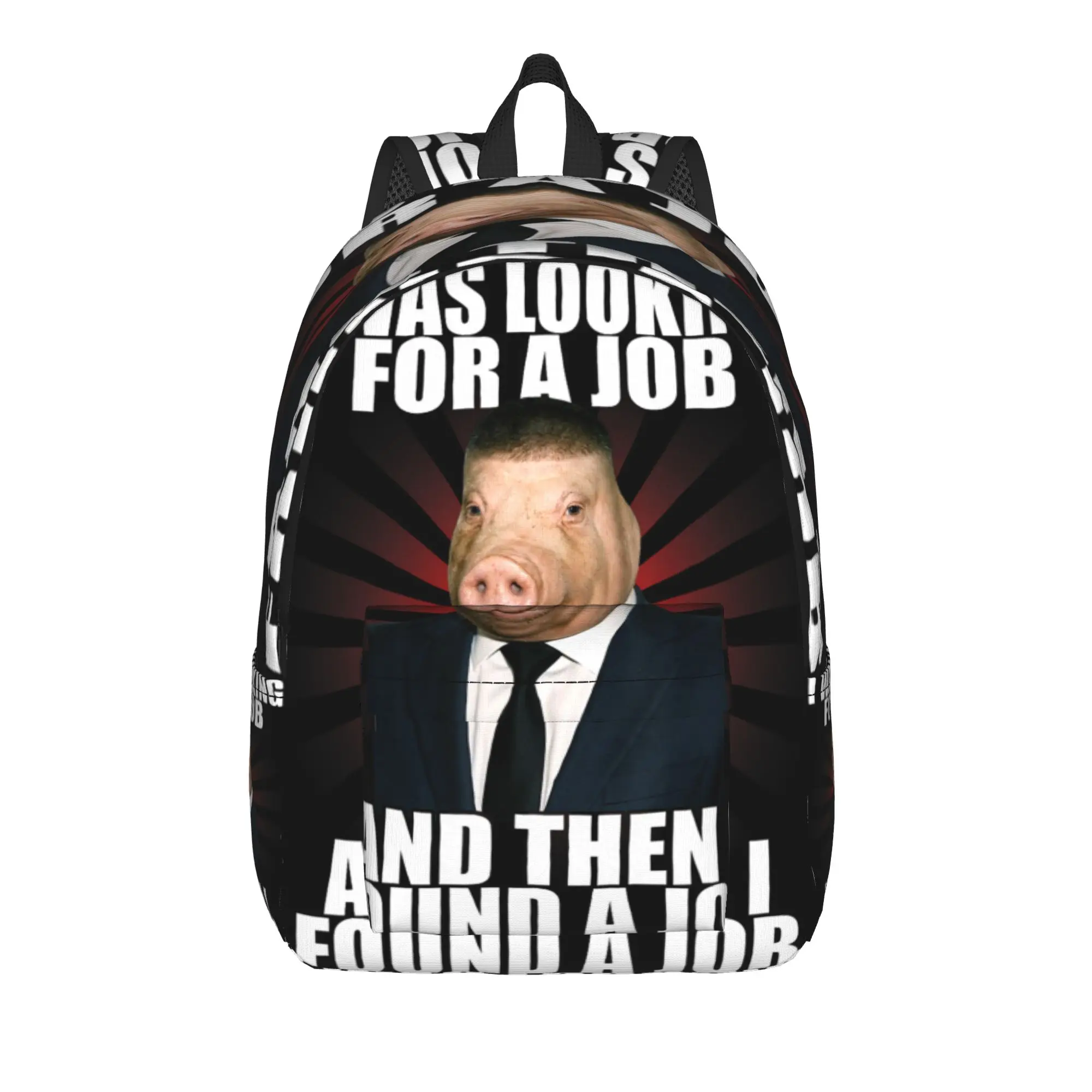 I was Looking for A Job John Pork Fade Haircut Meme Teenage Backpack Student Hiking Daypack for Men Women College Shoulder Bag