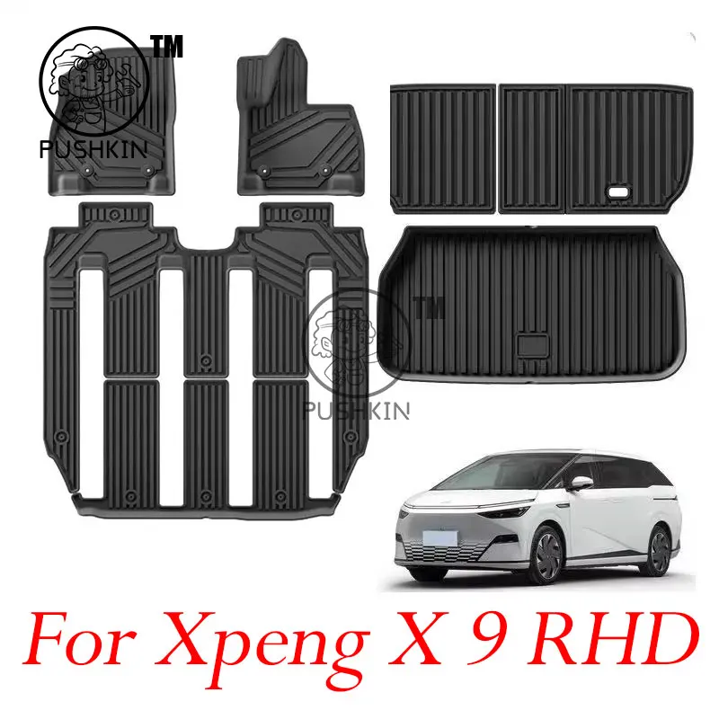 

RHD for Xpeng X9 2024 2025 Right Hand Drive Car Floor Mats xiaopeng X9 2025 Cargo Liner Trunk Pad TPE 3D Foot Mat Accessories