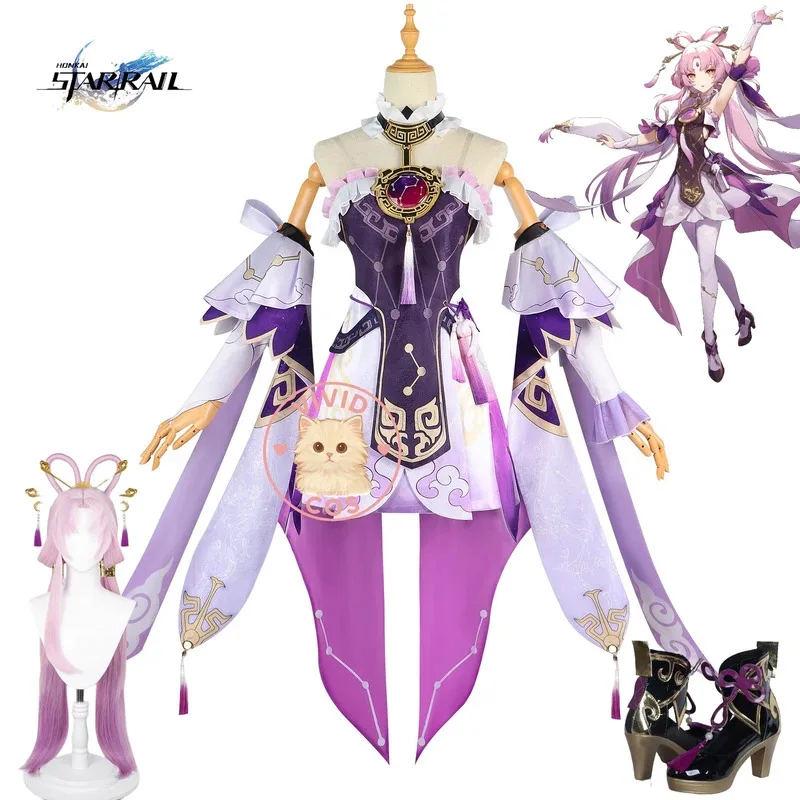 

Игра Honkai: Star Rail Fu Xuan Косплей Костюм Мода Аниме Ролевые игры Розовое платье Парик Обувь для женщин Девочек Взрослых Love Live Костюм