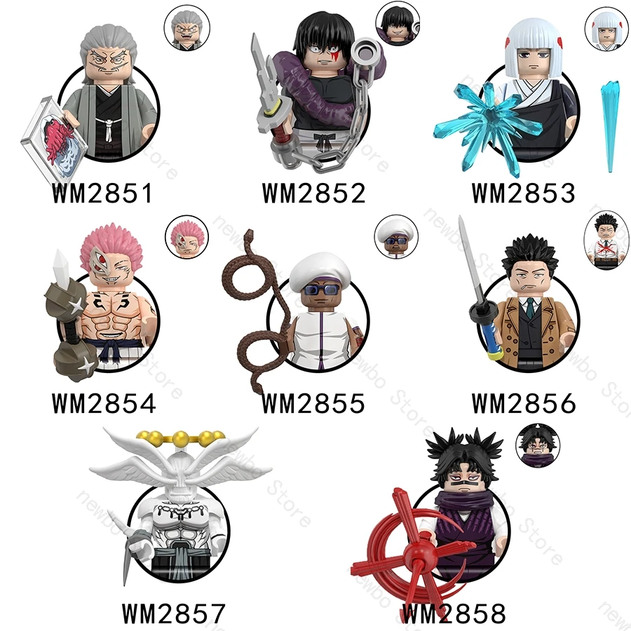 WM6202 Anime dibujos animados JJK bloques de construcción Gojo Satoru Ryomen Sukuna Itadori Yuji Mai Todo Hana Maki Sukuna figuras de acción ladrillos