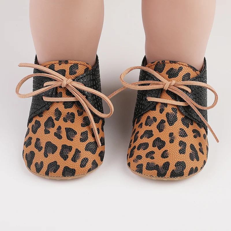 Spring Autumn Baby Shoes Retro Leopard Print First Walkers Newborn Soft Bottom Non-Slip Leather Shoes Toddler Casual Shoes