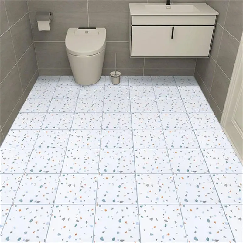 Thicken Floor Stickers Self-Adhesive Bathroom Wall Stickers Kitchen Non-Slip Wear-Resistant Bathroom Wallpapers Home Decor Vinyl