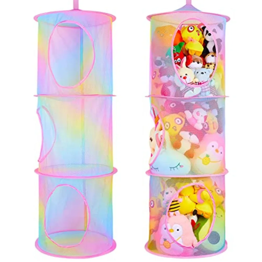 Basumee Stuffed Animals Net or Hammock 2 Pcs Stuffed Animals Storage Toy Net Hammock for Plushies Storage Organizer Mesh Girls