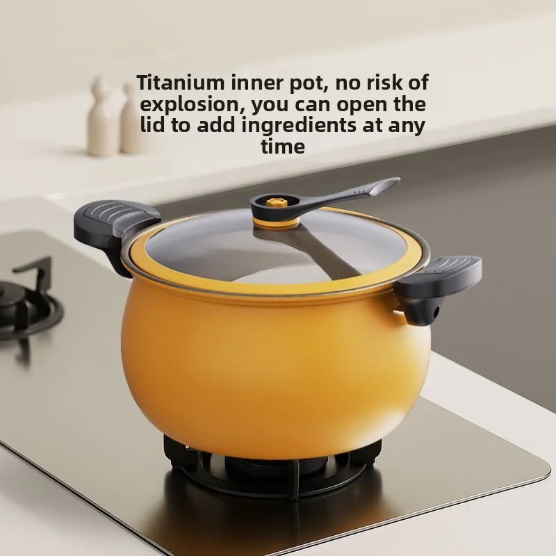 Large Capacity Titanium Nonstick Micro Pressure Cooker Thickened Double Handle Induction Compatible Stewing Pressure Cooker