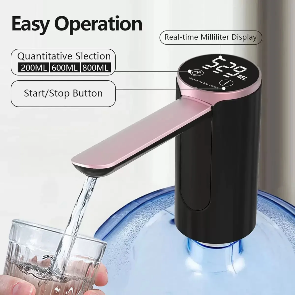 

Электрический диспенсер для воды, складной автоматический насос для воды с LED-дисплеем, USB-зарядкой, бытовой диспенсер для бутилированной воды