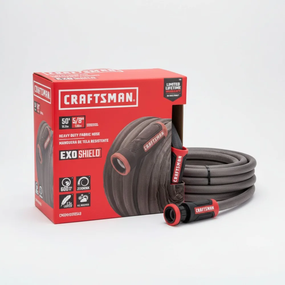 

Heavy-Duty Fabric Garden Hose 50ft Lightweight Industrial-Grade Kink-Resistant for Contractors Homeowners