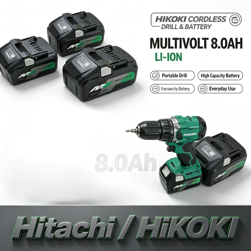 Hitachi HiKOKI 18V 8.0Ah Li-ion Battery Compatible DH18DB,WR18DBDX,For Construction Wall Cutting, Brick Demolition & Building