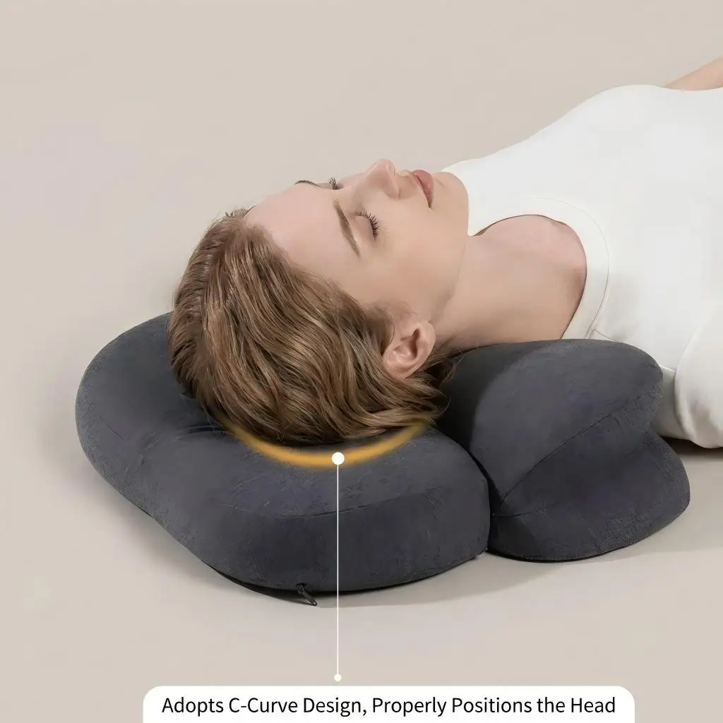 Ergonomic Cervical Memory Foam Neck Pillow Zoned Neck Support Slow Rebound Knit Pillow Home Dorm Salon Relieve Neck Pressure
