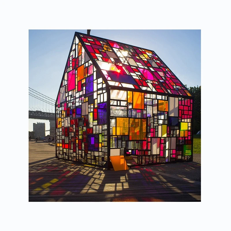 Acrylic transparent glass house ornaments, colorful small house