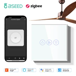 BSEED Tuya ZigBee Ceiling Fan Speed Controller Smart Switch Touch Glass Works Alexa Echo Google Home Smart Life EU Standard