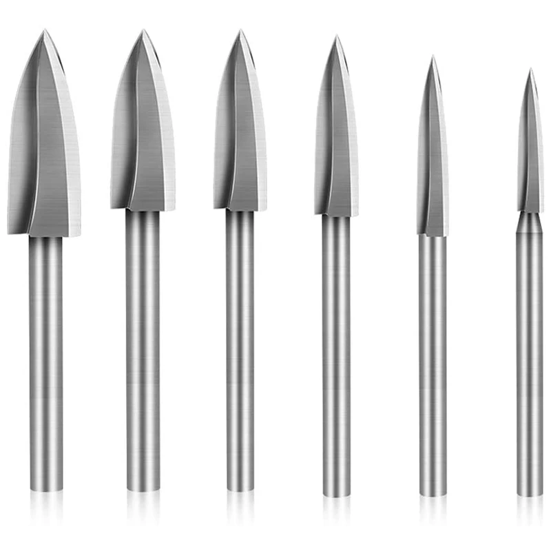 

6PCS Wood Carving Tools Wood Carving And Engraving Drill Accessories Bit Milling Cutter Carving Root Rotary Tools