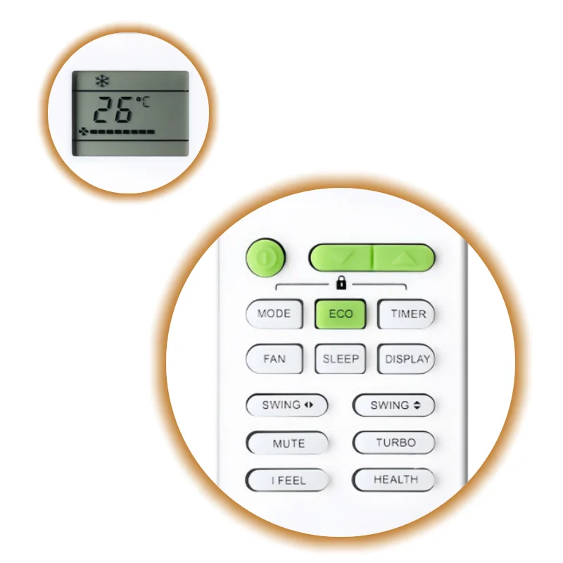 

GYKQ-52 GYKQ52 Replacement Remote for TCL AC, Fit KFRD-26G BH13BPA KFRD-35GW/JC12BPA, ECO Function