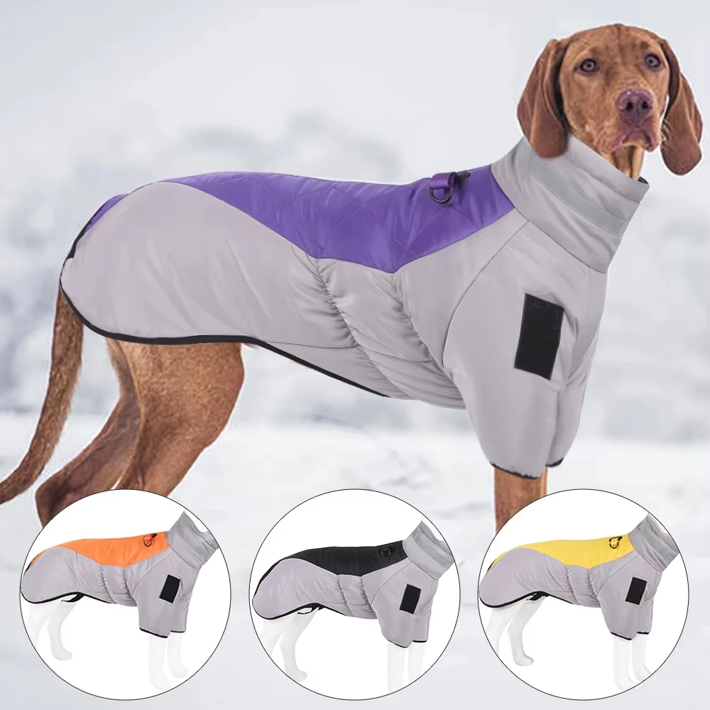 Winter Warm Dog Coat for Large Dogs, Waterproof Reflective Dog Jacket with Built-in Harness, Cold Weather Pet Puffer Vest Snowsu