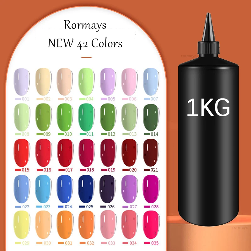 

Rormays 1KG Color gel Polishing nail polish Mixed Clearcoat Macaron Long lasting Immersion High capacity Nail Enamel Primer UV