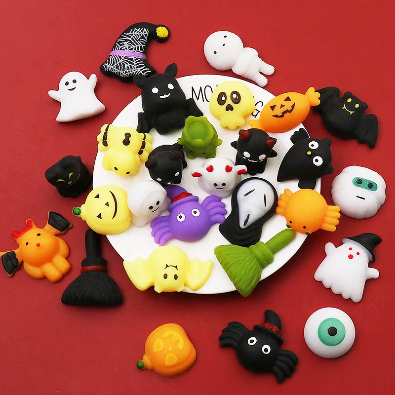 

10pcs Halloween Squishy Toys Kids Cartoon Mochi Antistress Ball Halloween Pumpkin Ghost Owl Squeeze Stress Relief Fidget Toys