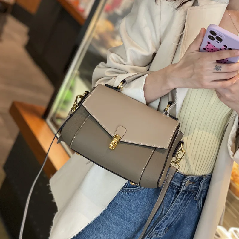 Women\'s Bag New Trendy All-match Genuine Leather Messenger Shoulder Bag Ladies Fashion First Layer Cowhide Handbag High Quality