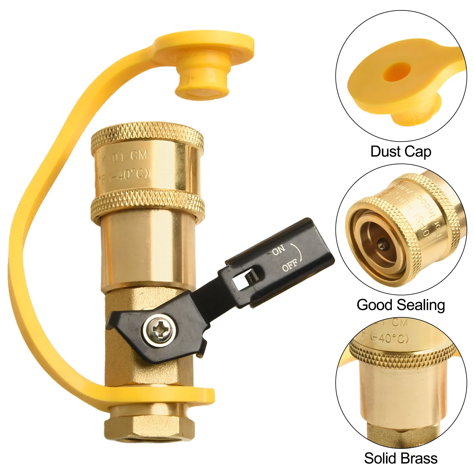 Brass Material Picnics Outdoor Barbecues Propane Adapter Kit Low Pressure Propane Reliable Connection Shut-off Valve