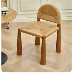 JOYLIVE-Silla de comedor de madera maciza de estilo japonés para el hogar, sillón Retro Simple para sala de estar, silla trasera de ratán, silla de ocio, envío directo