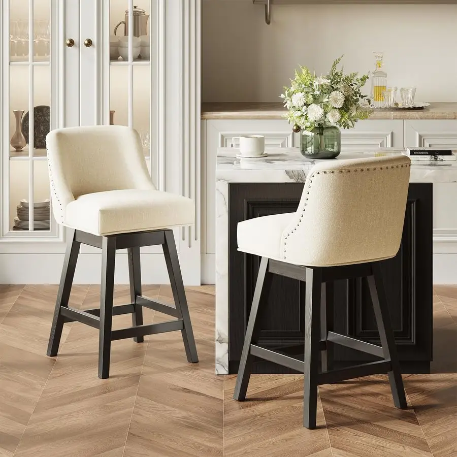 

Набор из 2 барных стульев, 27 кухонных стульев высотой с мягкими сиденьями и ножками из массива дерева, мягкие барные стулья для кухни I