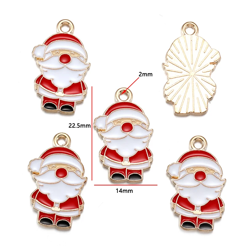 10pcs Enamel Christmas trees Santa Claus Snowman Charms DIY for Earrings Bracelets Pendants Making DIY Jewelry Accessories W295