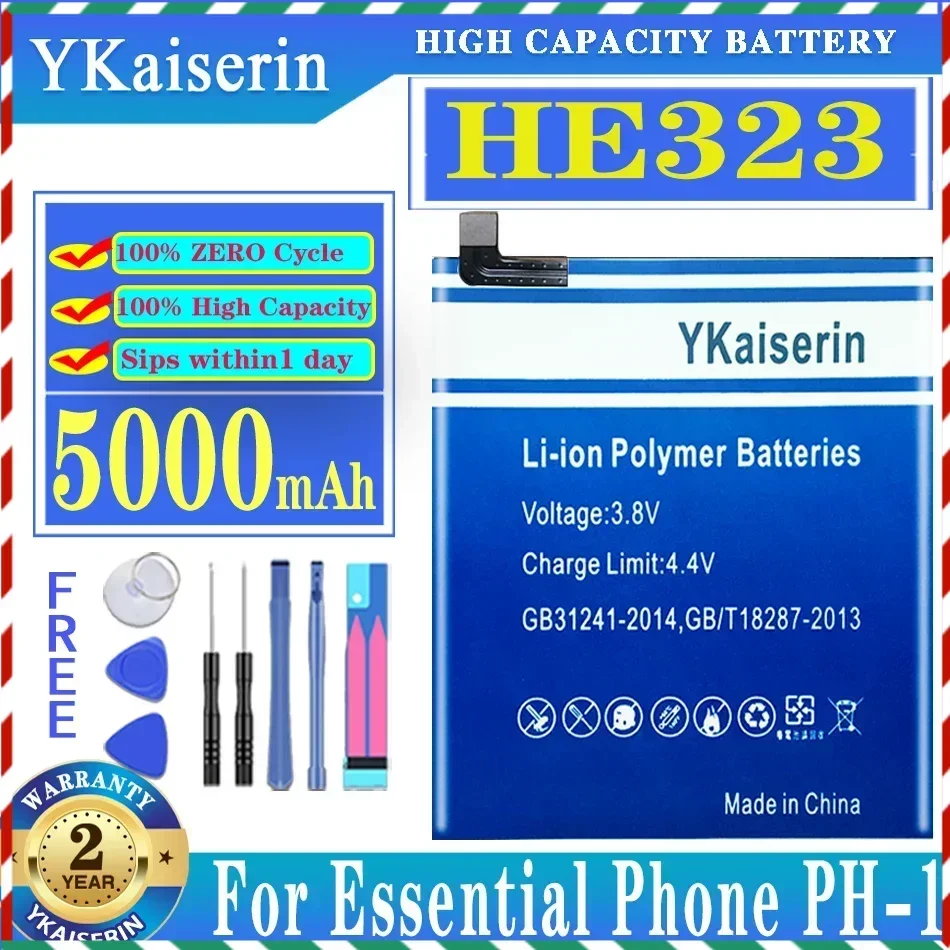 

YKaiserin 5000 мАч HE323 HE 323 Аккумулятор для аккумулятора мобильного телефона Essential PH-1 + бесплатные инструменты