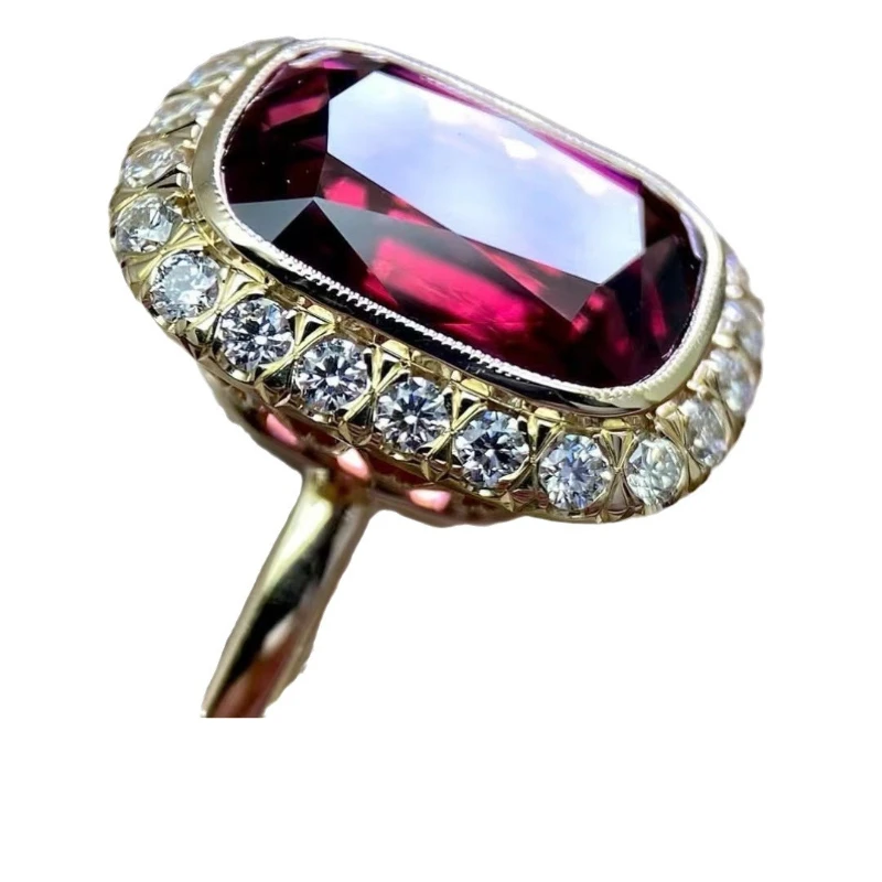 Luxury Gold Color Metal Square Red Stone Ring Fashion Party Engagement Wedding Rings for Women Jewelry
