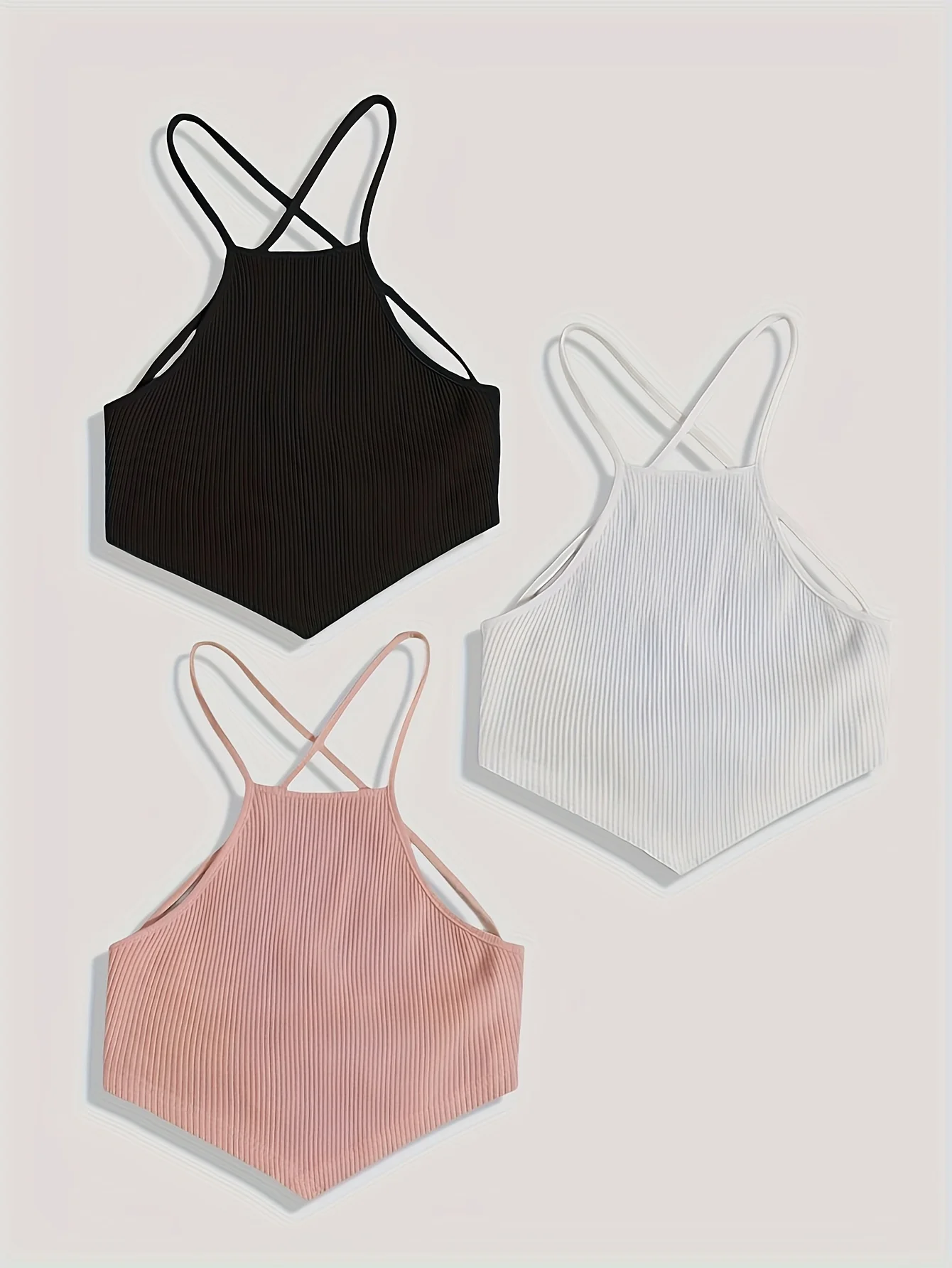 

Three new styles of women's sexy backless cross-laced sleeveless strapless tops