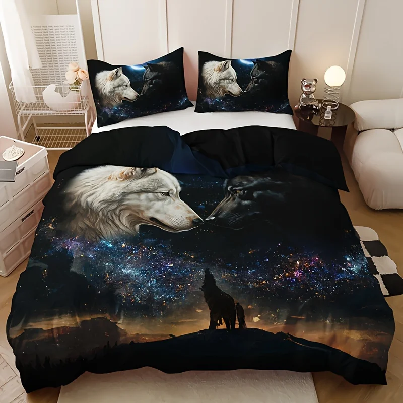 

Duvet Cover Set Starry Sky Animal Wolf Print Bedding Set Soft Comfortable Duvet Cover For Bedroom Guest Room