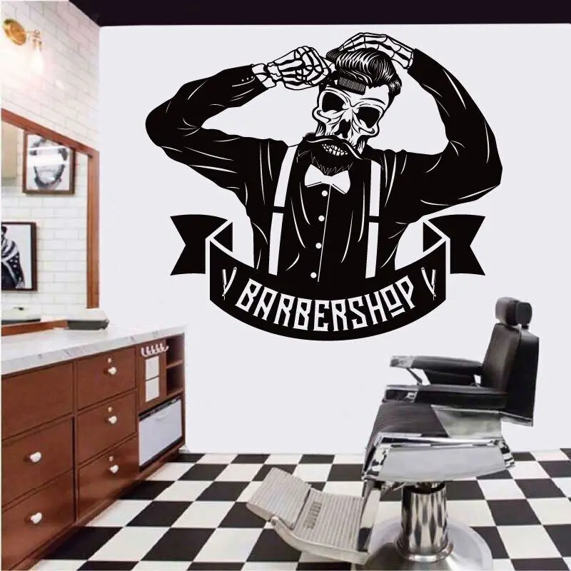 Customizable Text Name Barber Shop Wall Stickers Personalized Barber Salon Signboard Windows Door Decorative Vinyl Decals LF1