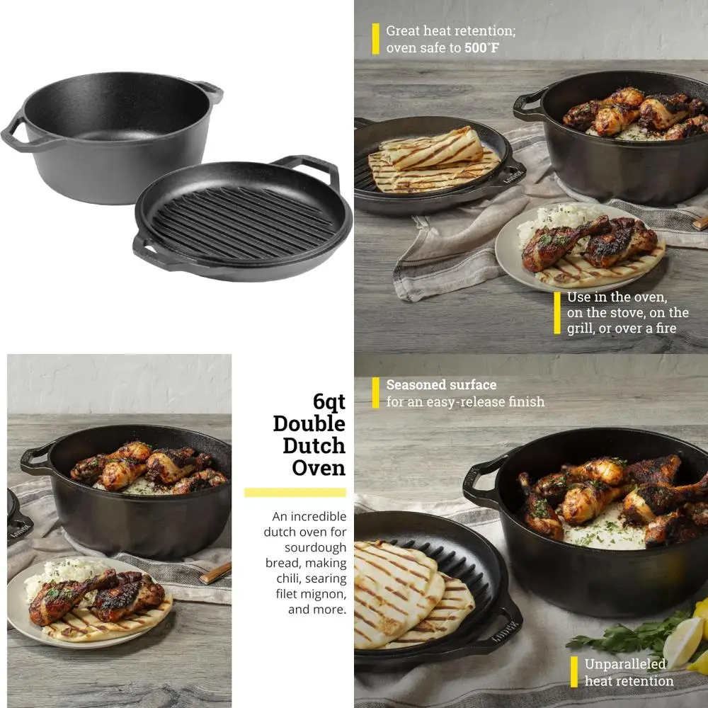 

Уличная чугунная 6-литровая духовка с двойной голландской печью для приготовления пищи на сбора шеф-повара