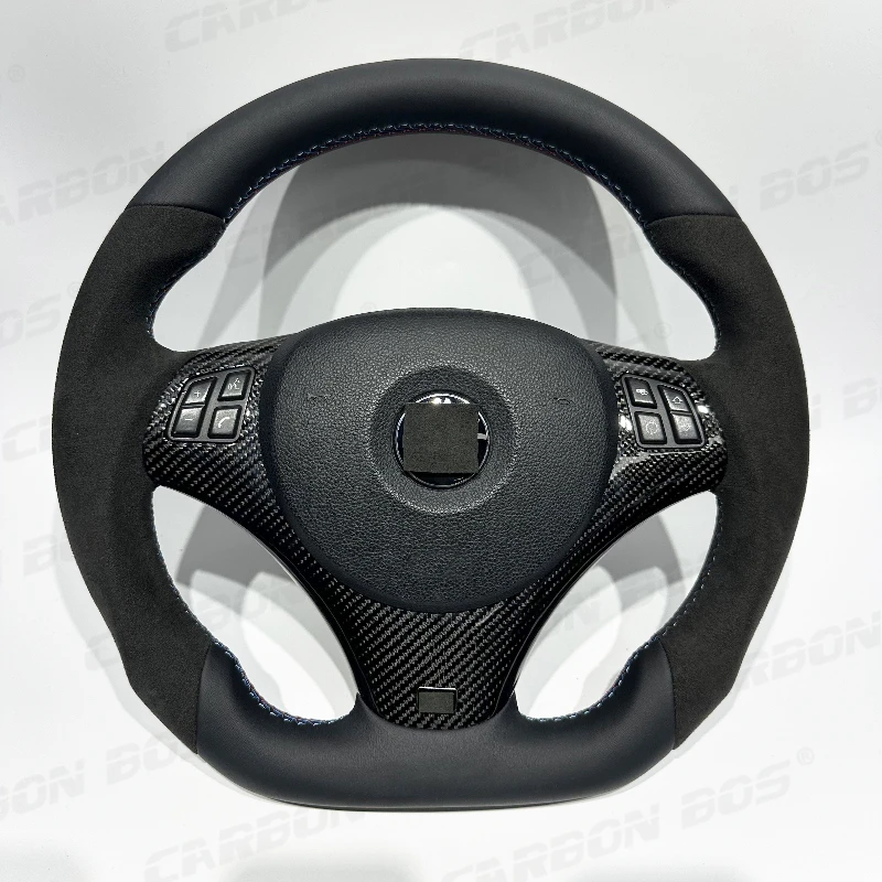 Full Leather Steering Wheel for BMW E92 Sport for BMW E90 E91 E71 E46 E60 Black Leather Quality Steering Wheel with Alcantara