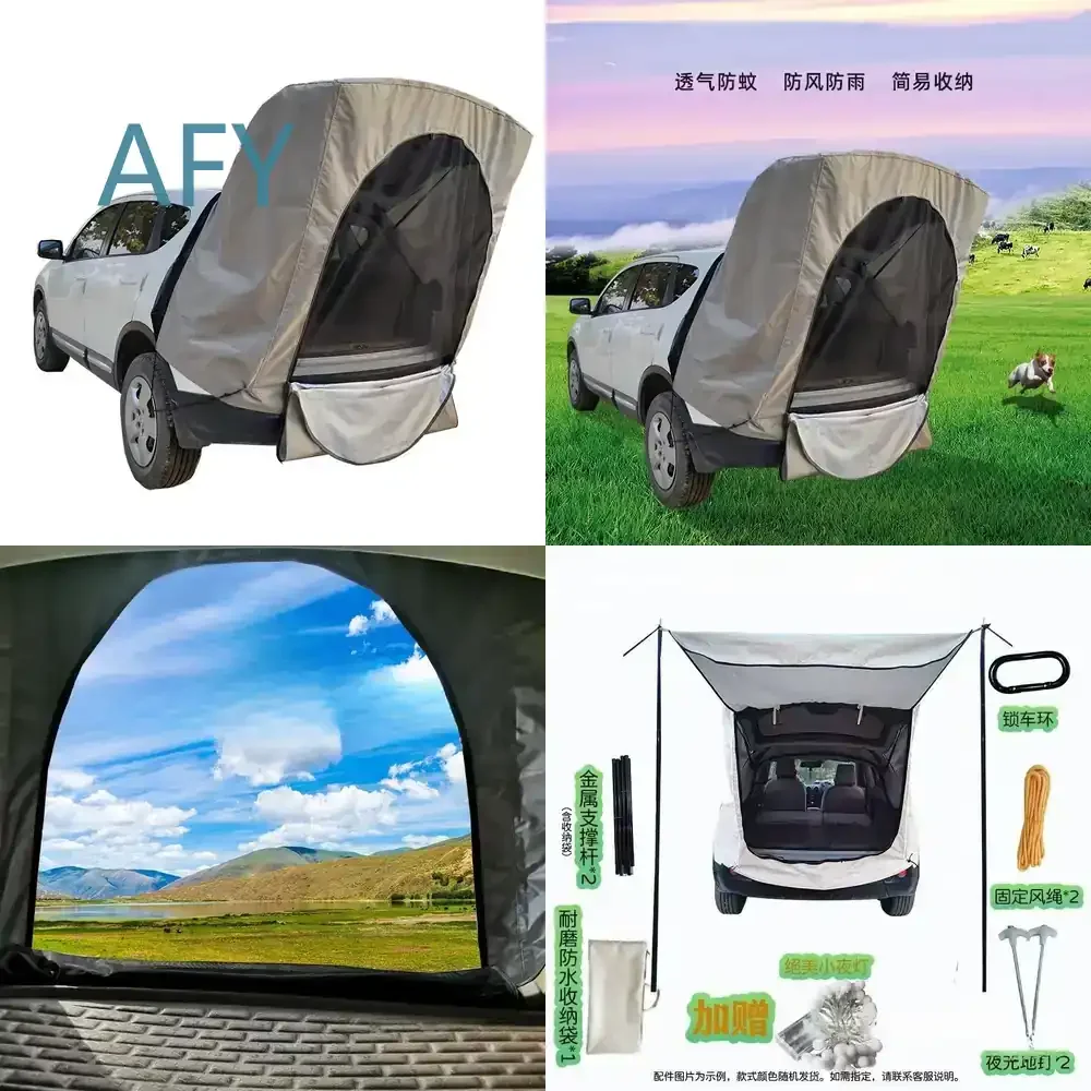 Trunk Car Tent for SUV Hatchback for Wild Camping Car Roof Rear Extension for Self-Driving Travel Mosquito Proof Rain Net