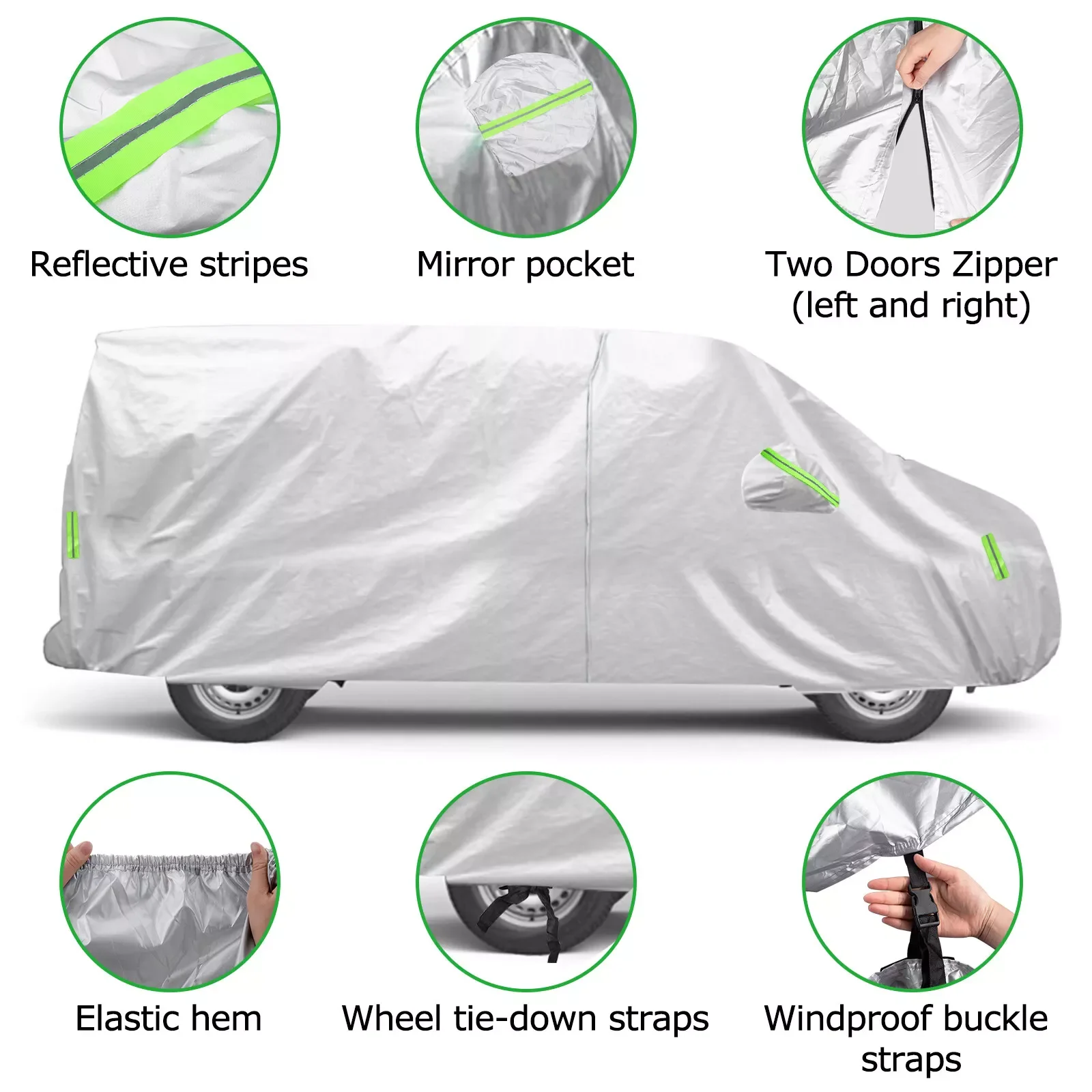 

1pcs Car Cover Outdoor Protection Full Exterior Waterproof Sun Snow UV Cover For VW Transporter T3 T4 T5 T6 Car Accessroies