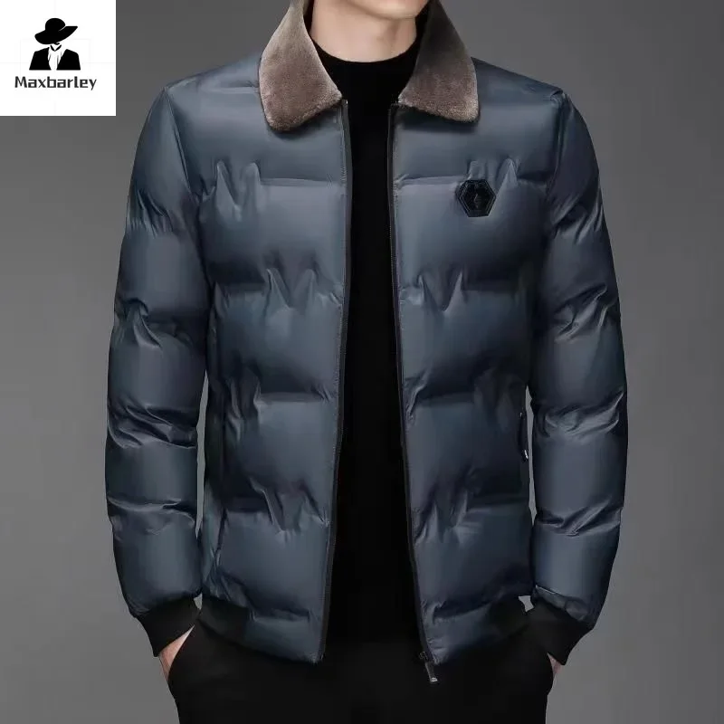 2024 Winter Jacket Men\'s high quality Business Slim-Fit Thick Windproof With fur collar Parka Casual Warm Cotton Padded Jacket