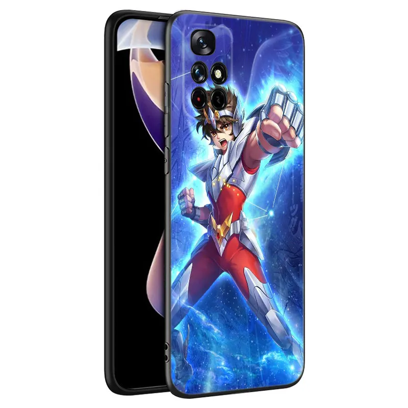 Anime Saint Seiya Knights Phone Case For Xiaomi Redmi Note 7 8 8T 9 9S 10 10S 10T 11 11S 4G 11E 11T Pro 5G Soft TPU Black Cover