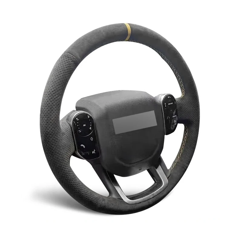 Genuine Leather Yellow Thread Steering Wheel Cover for Alcantera Car Accessories for Land Rover RANGE ROVER VELAP EVOQUE
