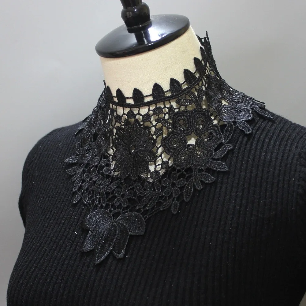 Mode Kant Bloemen Nep Kraag Afneembaar Wit Zwart Afneembare Kraag Gaasachtige All-match Kanten Tanks voor Dames