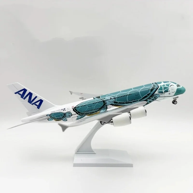 30 سنتيمتر الراتنج مقياس الطائرات لعب اطفال الهواء اليابان ANA A380 الخطوط الجوية الكرتون الأخضر البحر السلاحف دييكاست طائرة جمع هدية بواسطة