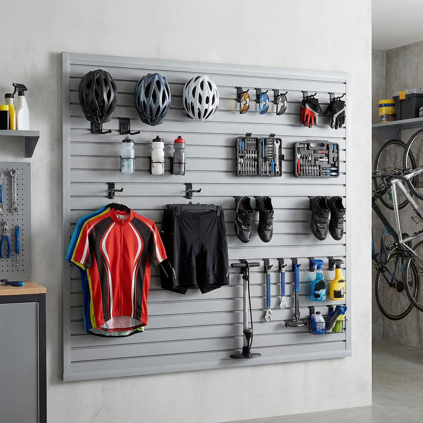 

Slatwall Panels 4x8 Ft Peg Board Tool Organization Wall Panels Pegboard for Garage Storage