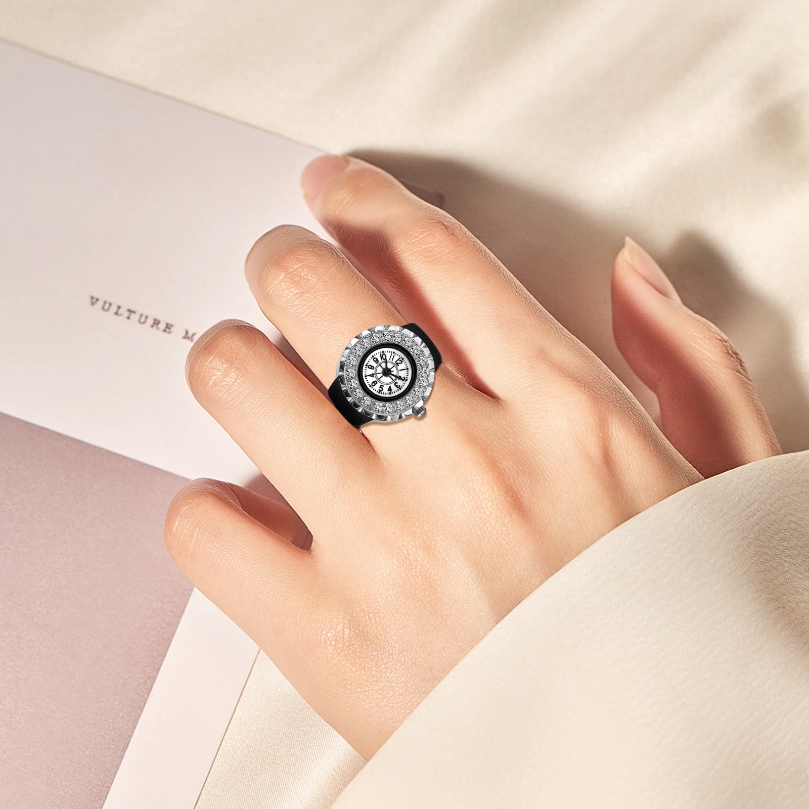 Lancardo-男性と女性のための高級ユニセックスフィンガーリング,クォーツ,アナログ,クリエイティブ,ステンレス鋼,弾性バンド,カップルへのギフト